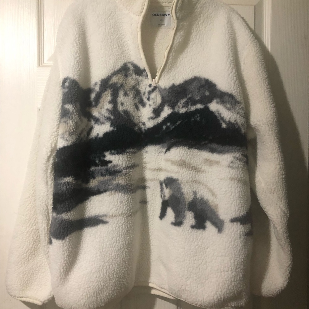 Old Navy Cream Sherpa Half-Zip Pullover